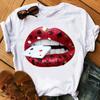 Sequins Shiny Lip Print Women T Shirt Short Sleeve O Neck Loose Women Tshirt Ladies Tee Shirt Tops Clothes Camisetas Mujer
