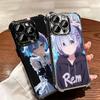R-Rem Re Zero Anime Soft Phone Case For iPhone 15 16 17 Air 14 Pro Max 16E Plus 13 12 Mini Plating Anti-Fall Fundas