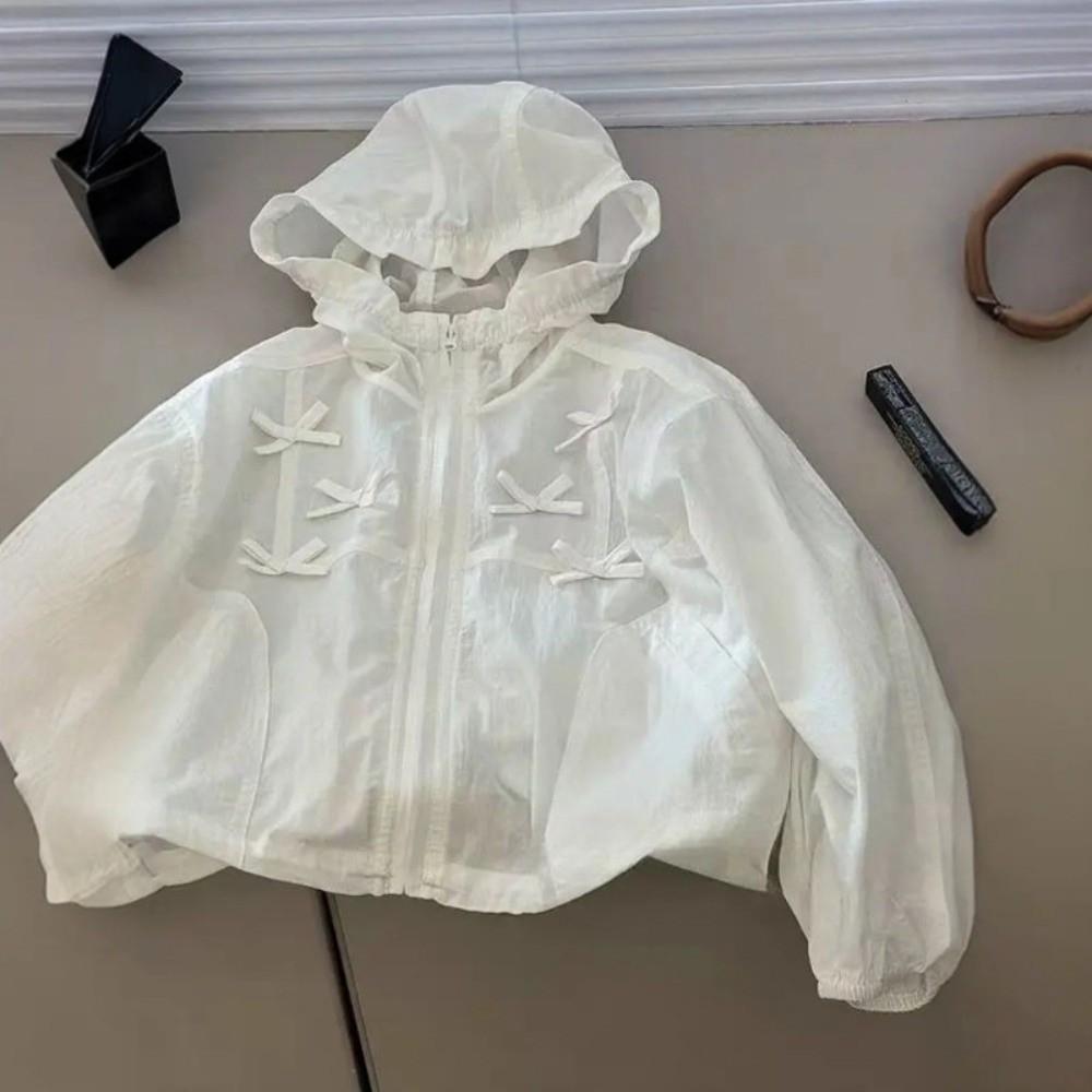 Breathable Girls Sun Jacket Sheer Look Hooded Jacket Children Outerwear  Summer Outings