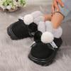Thick Bottom Bow Rabbit Plush Cotton Shoes Household Women Home Simple Warm Snow Boots Anti-slip