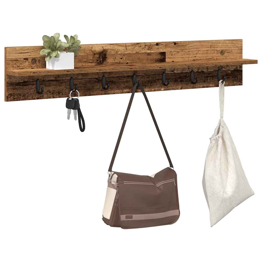 Wall mounted nightstand rustic wood look 100 x 10.5 x 18 cm