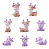 Mini Reindeer Statue Cartoon Fawn Elk Pattern Figurine Animal Cake Topper Desk
