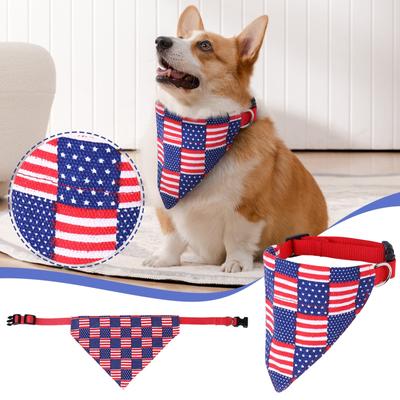 Adjustable Independent Day American Flag Dog Scarf Dog Saliva Towel Dog Collar