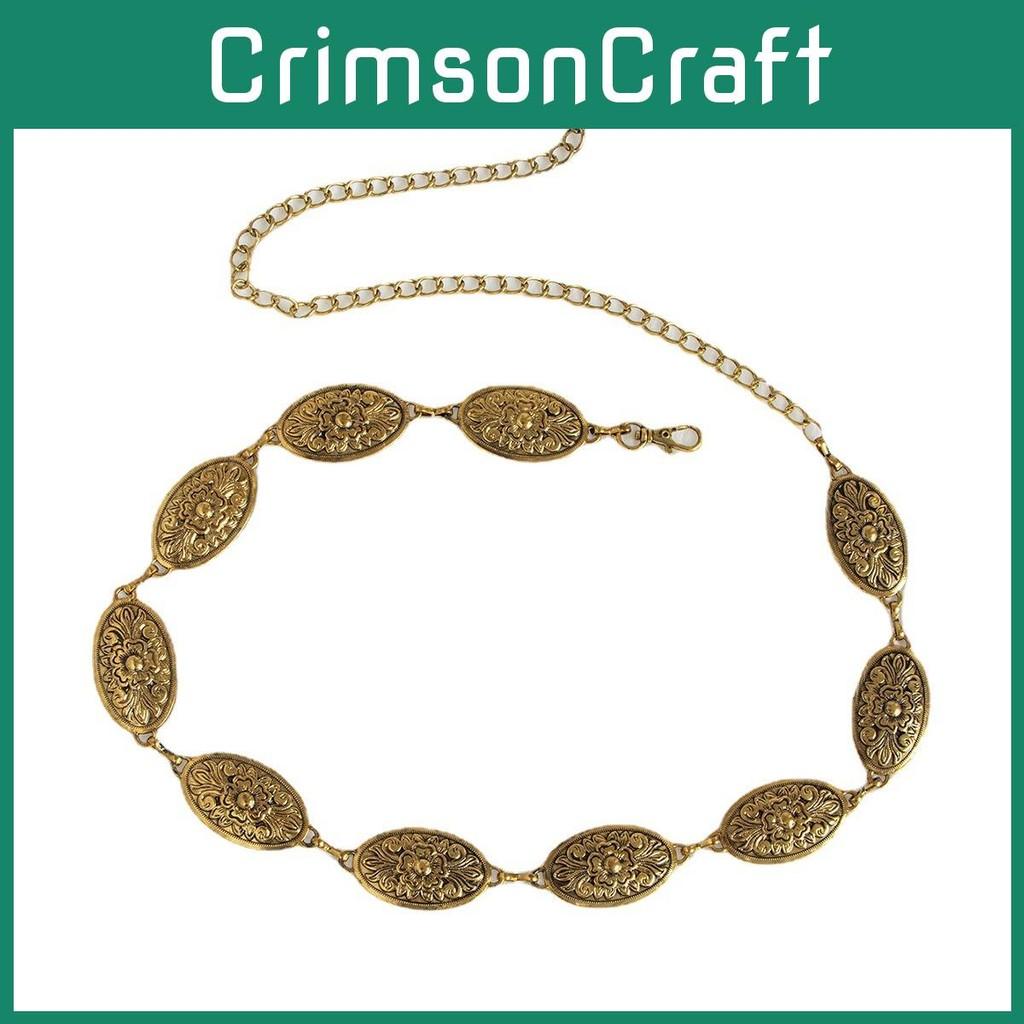 Classic Woman Metal Waist Chain With Embossed Pattern Casual Accessory Fashion