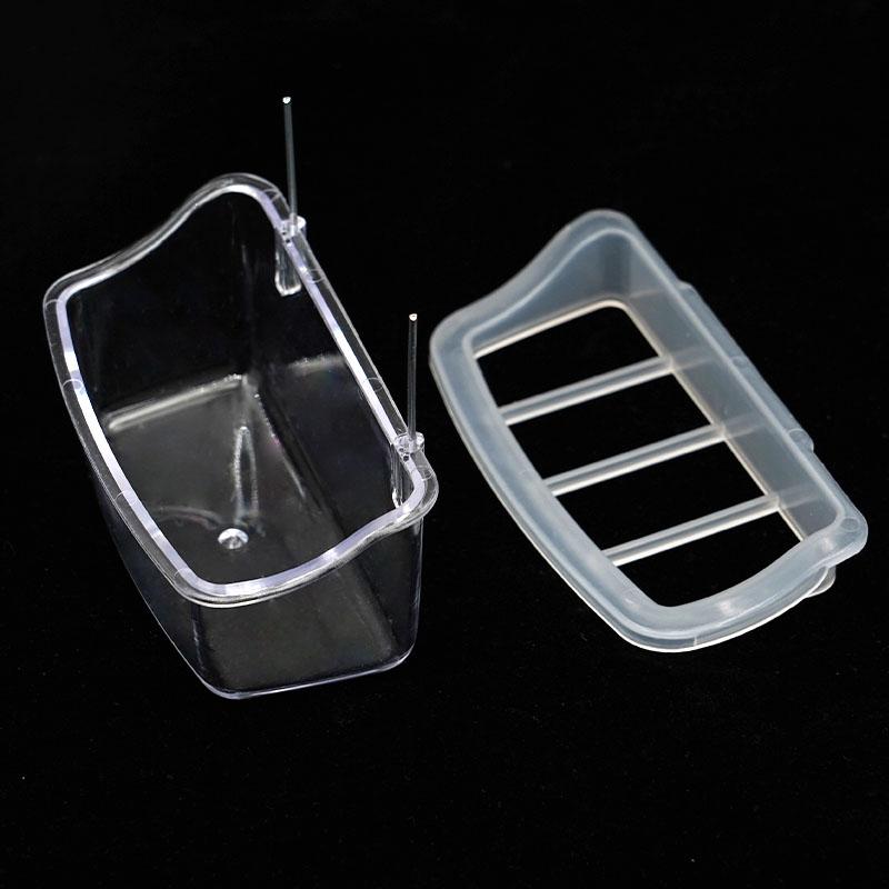 Bird Feeding Box Plastic Anti Spill Feeding Trough With Iron Wire Hangable Four Grid Feeding Tools For Birds Parrots Etc