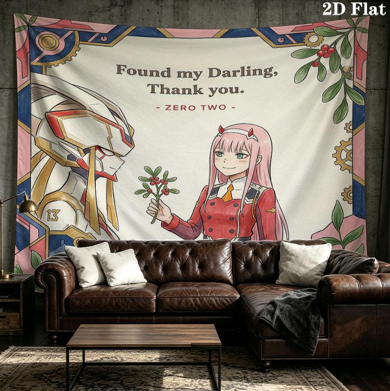 Franxx Wall Tapestry Aesthetic Wall Hanging Printed Fabric Blanket Decorative Tapestries For Bedroom Living Room Home Decor