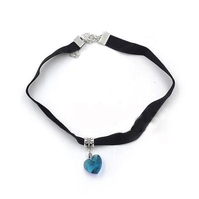 1X Gothický Sametové Srdce Choker Ručně Vyráběný Náhrdelník Přívěsek Retro 80 90. Léta