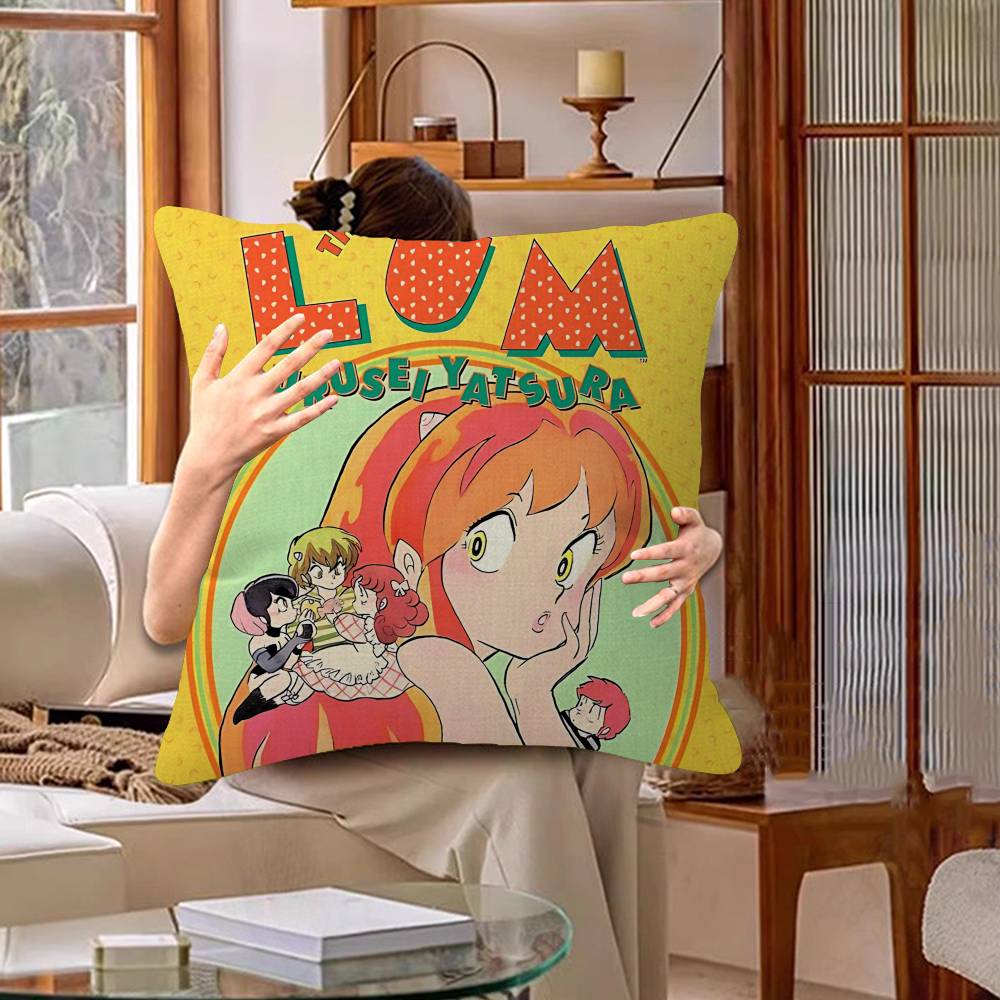 

Classic Anime U-Urusei Y-Yatsura Pillow Covers Cartoon Sofa Decorative Home Double-sided Printing Short Plush Cute Cushion 12x12Inch