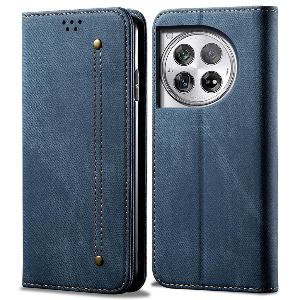 For OnePlus Ace 3 5G/12R 5G Wallet Phone Case PU Leather Cover Jeans Cloth Texture