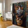 Charming Cat Reading Newspaper Waterproof Shower Curtain for Modern Bathroom Decor, Stylish and Durable, Perfect for Home Use