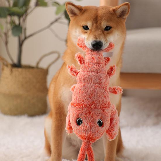 Floppy Lobster Interactive Dog Toy USB Rechargeable Vibration Modes Cat Toy Electric Realistic Wagging Lobster Toy Catnip Addable Stress-relieving Pet