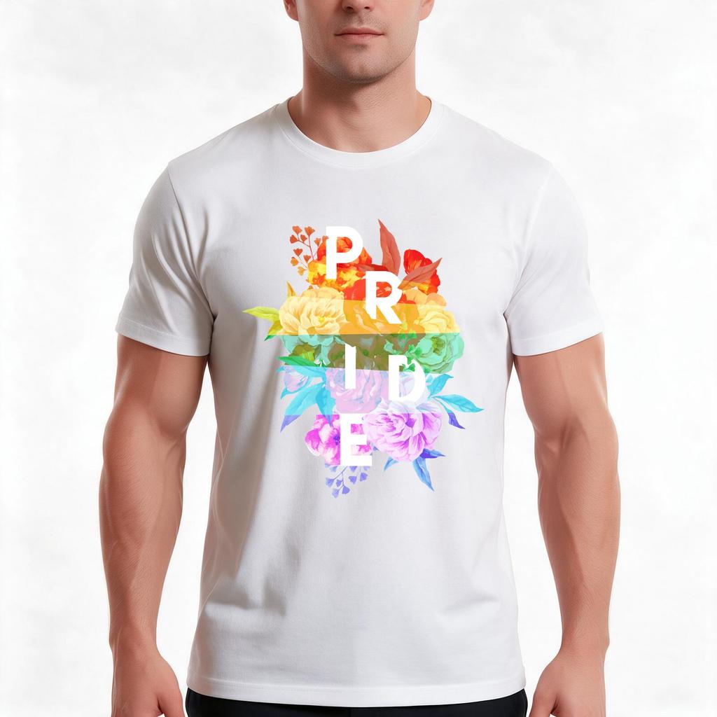 Floral Pride TShirt Summer Casual Cotton Tee Oversized Streetwear Tops Vintage Graphic Print Loose Fit Short Sleeve