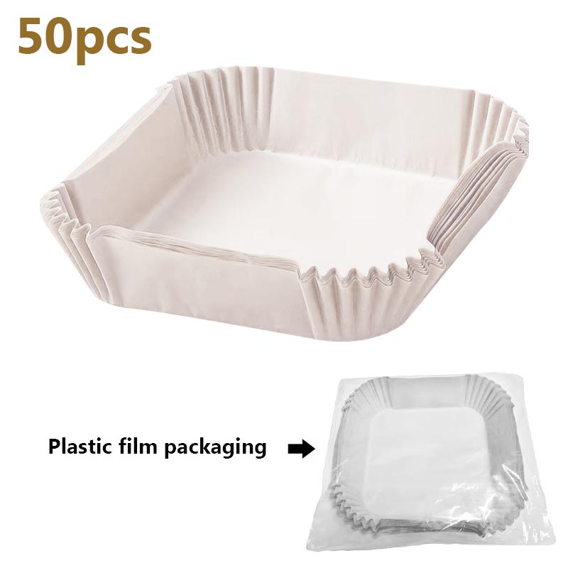 Einweg-Papiereinlage für die Heißluftfritteuse, Antihaft-Matte, Dampfgarer, quadratische Papierbackmatten, Küchen-Heißluftfritteusen-Werkzeuge, Backzubehör