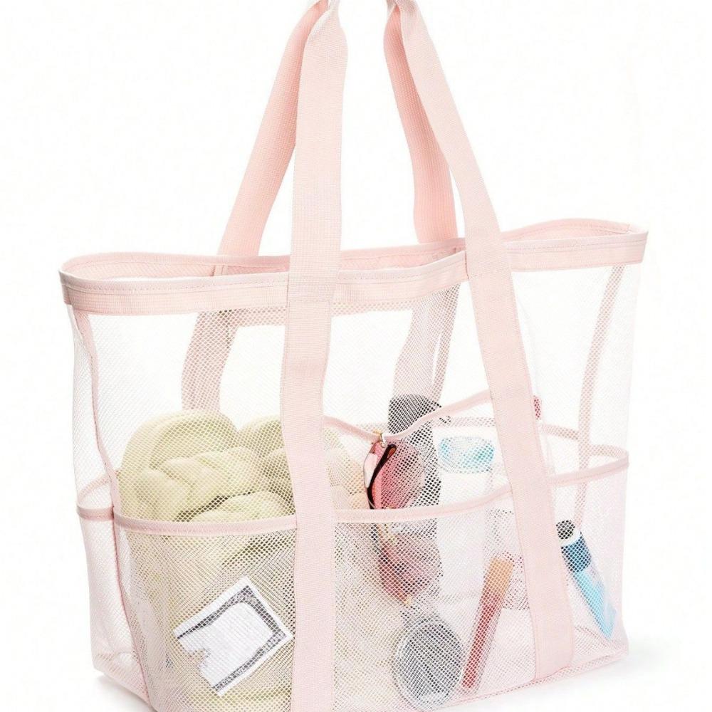 Beach Bag Large Capacity Toy Mesh Swimming Bag Multifunctional Travel Shoulder Beach Bag Swimsuit Storage Bag