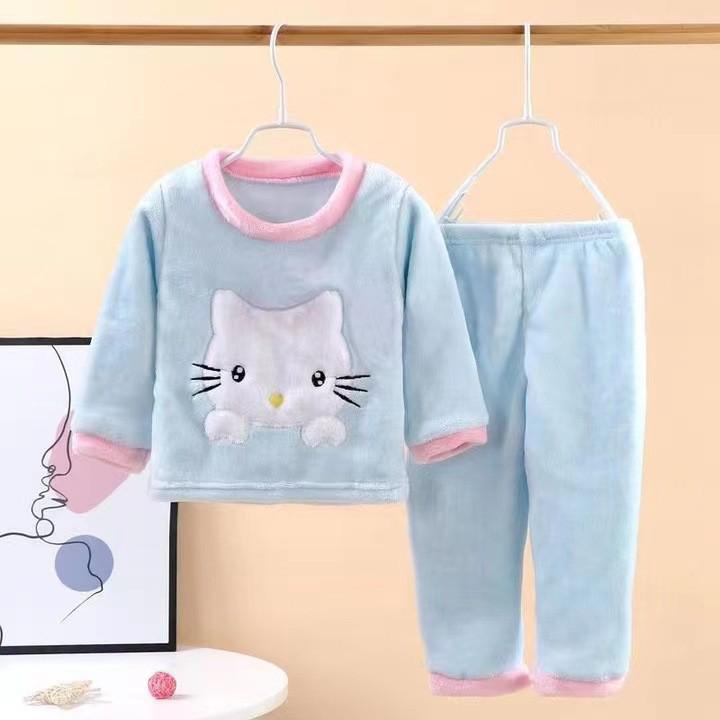 Thick Warm Flannel Pajama Set for Toddlers - Boys & Girls, Autumn/Winter Collection