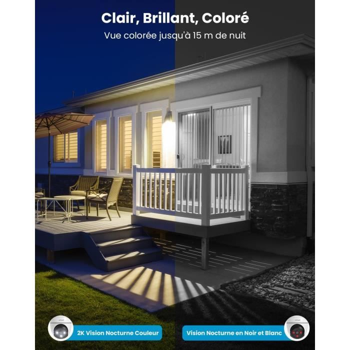 Caméra de surveillance - iegeek - 2 pièces - 2k - vision nocturne - détection humaine - suivi automatique