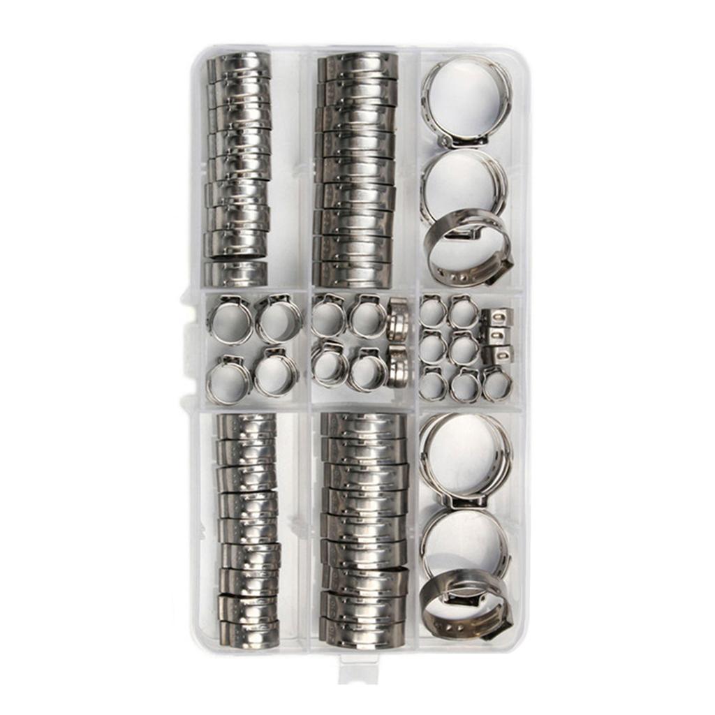 80Pcs Stainless Steel Single Ear Hose Clamps Crimp Hose Clamps Stepless Cinch Crimp Rings Pinch Clamps Easy To Use