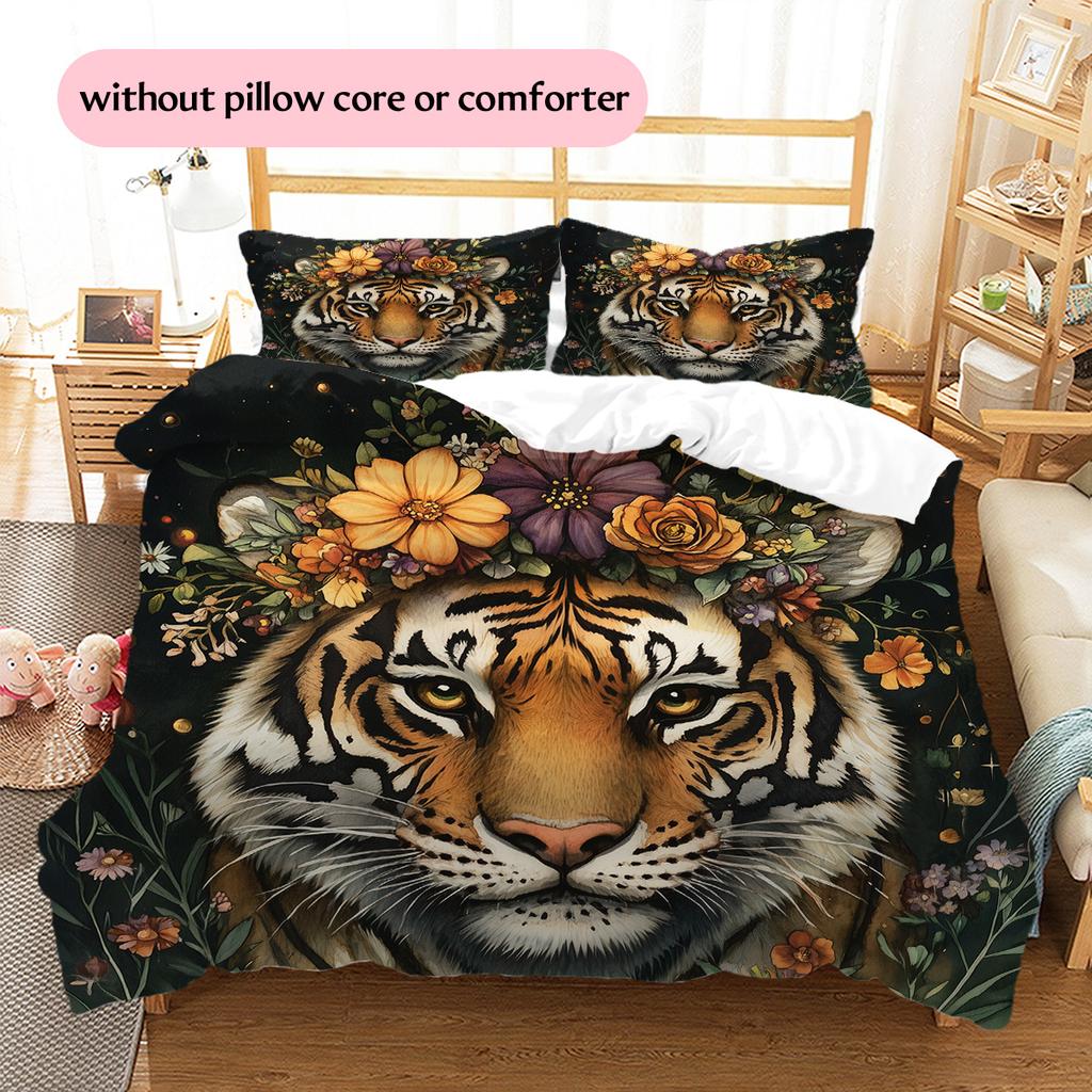 Vintage Animal Pattern Bedding Quilt Set Quilt Cover Pillowcase Home Decoration Gift (1 * Duvet Cover + 2 * Pillowcase, Without Core)