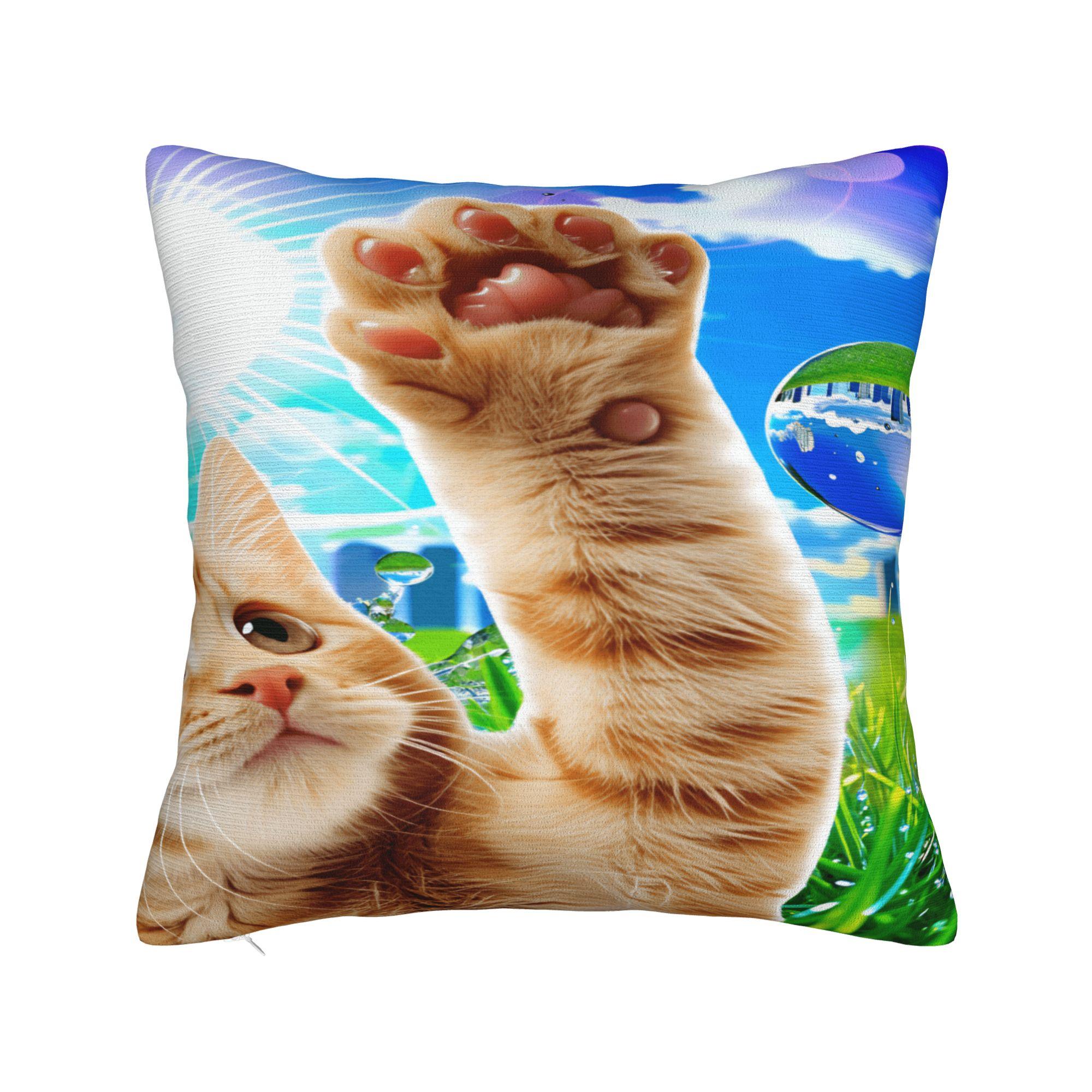 Наволочка для подушки «Кошка Frutiger Aero» Милая забавная наволочка Удобные наволочки для стула, дивана, домашнего декора 12x12Inch