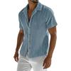 Men's Ribbed Striped Short,Sleeve Collared Shirt