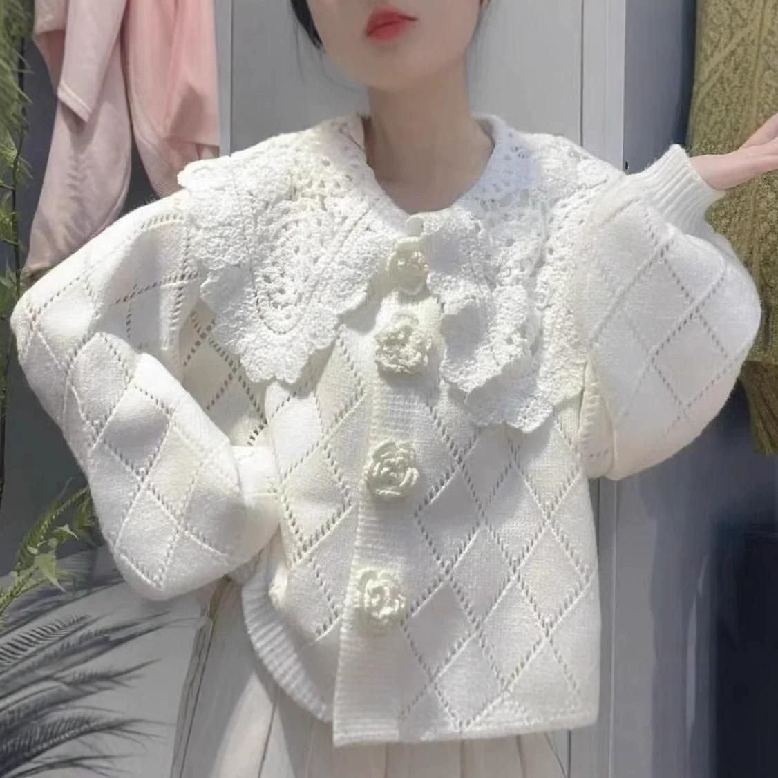 

Женские модные повседневные осенне-зимние свитера с ромбовидным принтом и длинным рукавом, с воротником поло. One Size белый