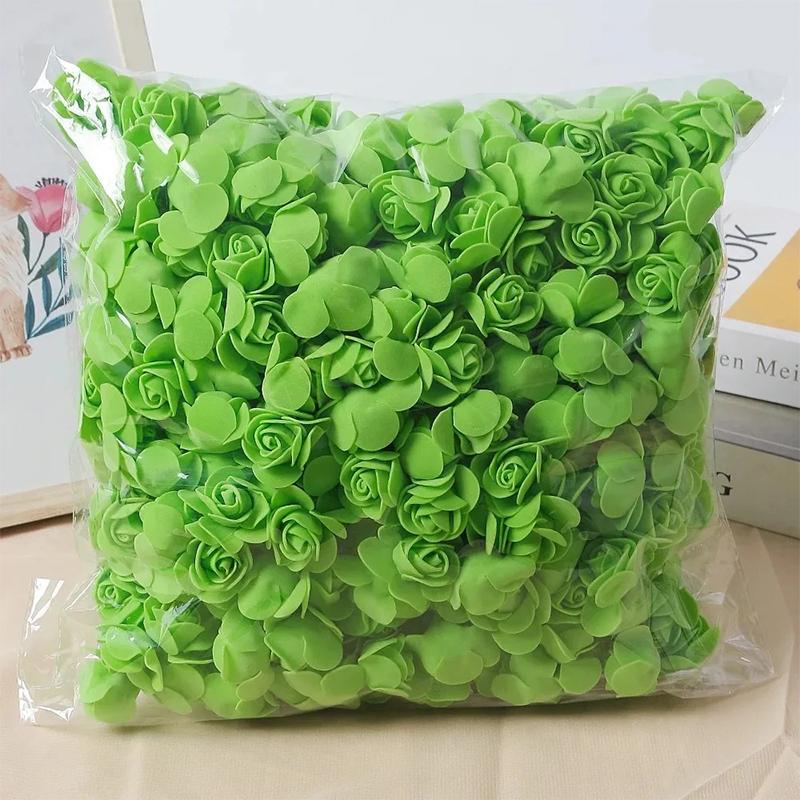 50/100/200Pcs 3.5cm Artificial Flower Foam PE Rose Heads DIY Valentine's Day Roses Wedding Candy Box Decoration Bride Accessory