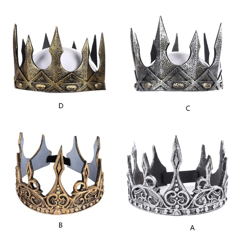 Halloween Crown Soft PU Crown Antique Tiara-Headband King Crown for-Cosplay Prom