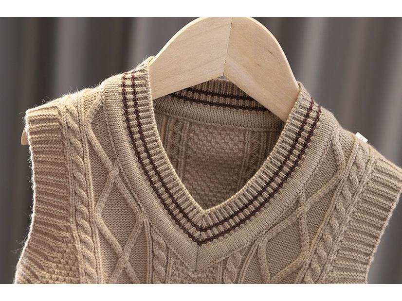 Chlapecká třídílná pletená vesta v korejském stylu: Pohledný jarní/podzimní outfit