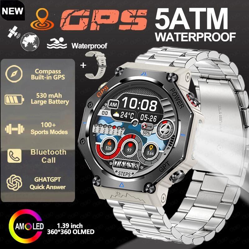 2026 Outdoor Sport Smart Watch GPS Built-in Dual-band GNSS Compass Waterproof Military AI Assistant Sport Smartwatch Men Woman