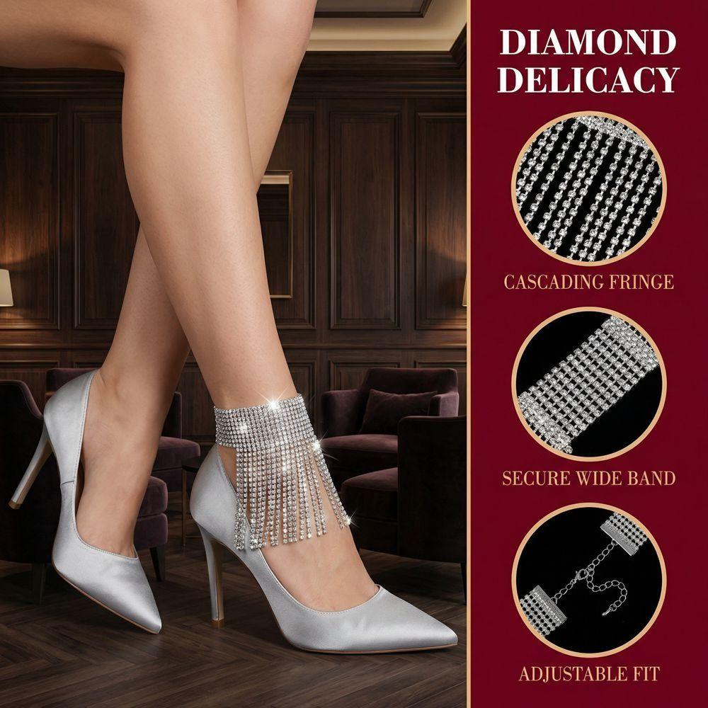 Delicate Crystal Ankle Accessories Adjustable Foot Chain Jewelry High Heel Shoes