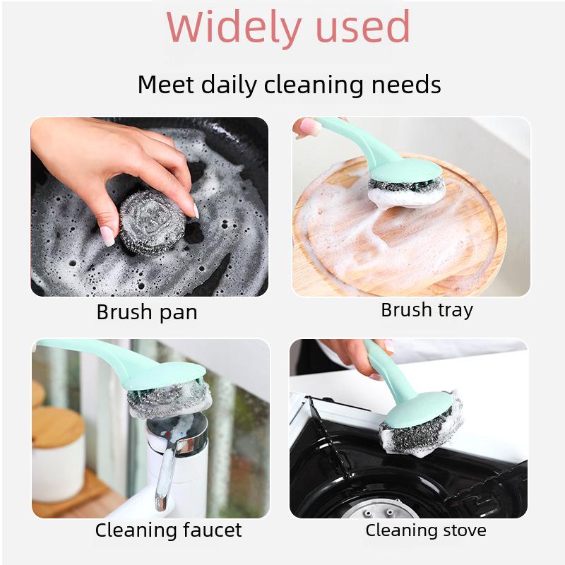 Edelstahl-Wollbürsten-Set: 20-teiliger Reinigungsball mit Griff für Küchentöpfe