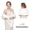 WTEMPO Winter Warm Faux Fur Wedding Dress Shawls Soft Plush Shawls for Performance/Party Retro Long Shawls Windproof Cold-proof Wide Scarves