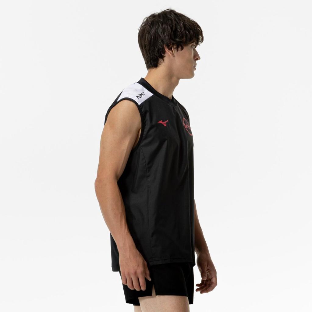 Mizuno N-XT Sleeveless Breaker Shirt for Volleyball, Club Activities, V2MEC001, Black/Red