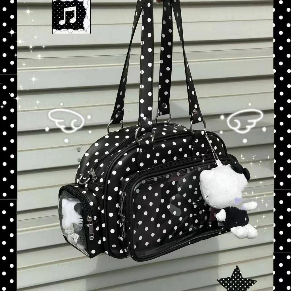 New Y2K Polka Dot Anime Ita Bag Two-dimensional Shoulder Bag Cute Girl Transparent Crossbody Bag Otaku DIY Comic Display Handbag