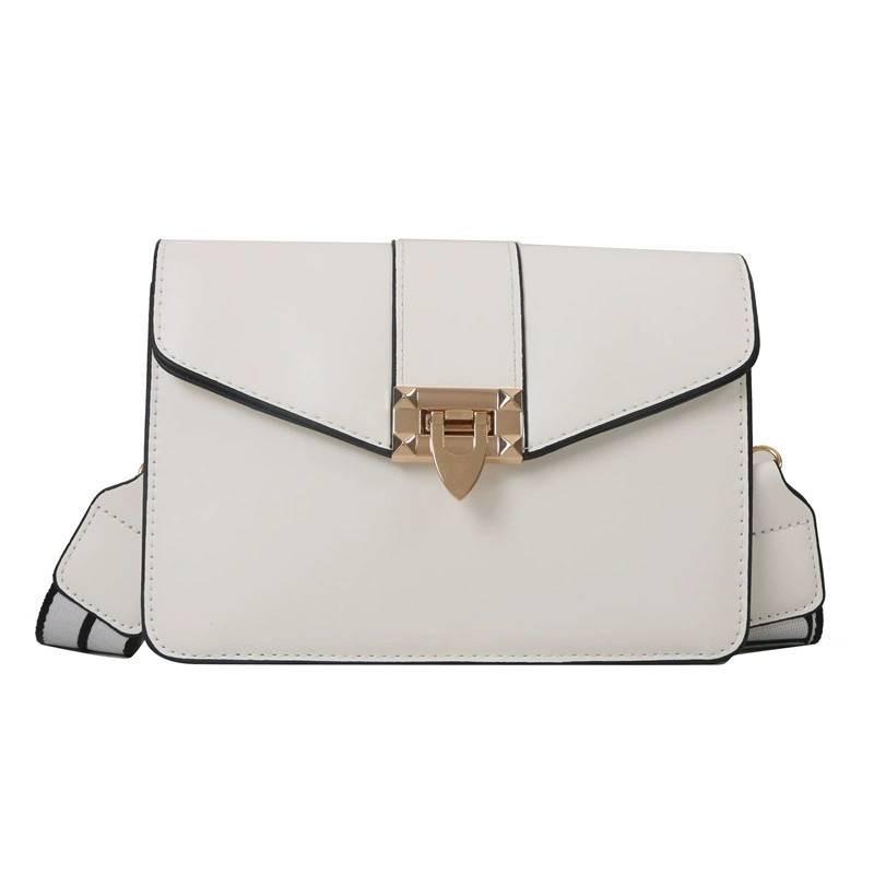 

Simple Color Solid Gold Buckle Decoration Women Single Shoulder Bag Square белый