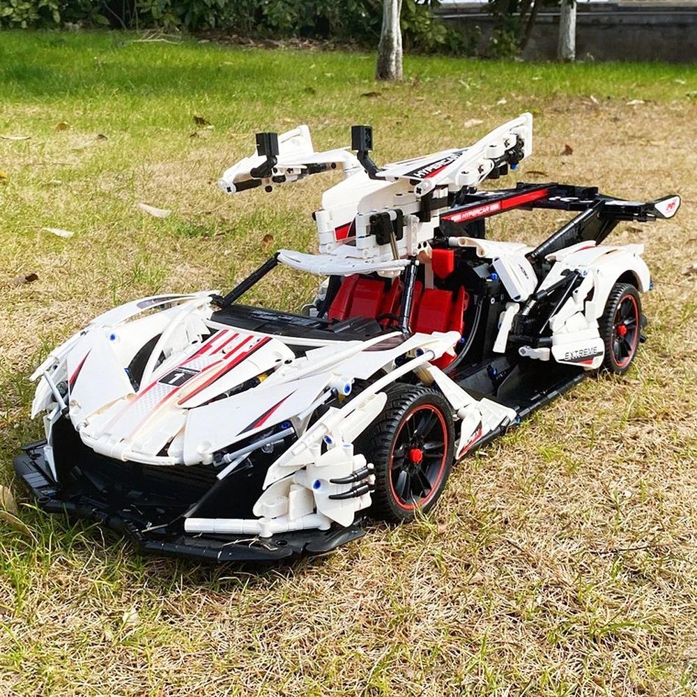 Technical 1:8 Remote Control Vehicle Plating Apolloed Sports Car Building Blocks Racing Vehicle Assemble Bricks Toys Kids Gift