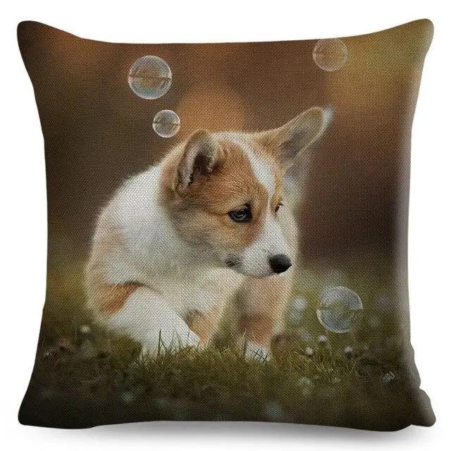 Cute Welsh Corgi Pembroke Dog Printed Pillowcase Decoration  Pet Animal Cushion Cover Sofa Household Car
