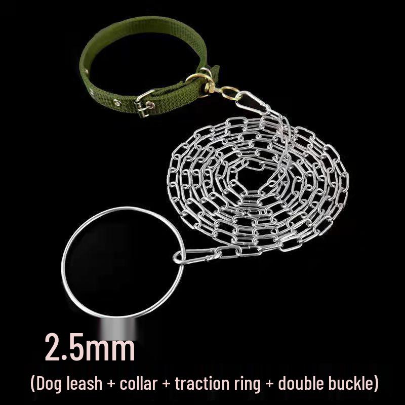 Bite-Resistant Rust-Proof Dog Leash and Chain Collar