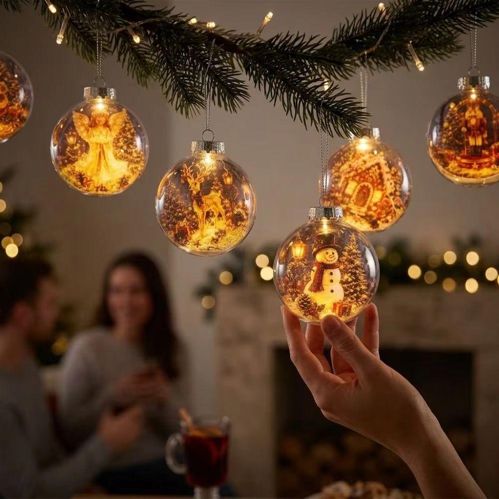 Eingebaute Leuchte Weihnachtsdekoration Warmes Licht Weihnachtskugel Story Ornament Feiertag Heimdeko