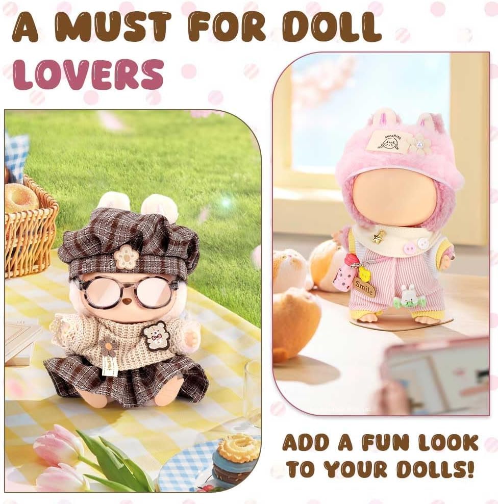 Ruokey Plush Toy Accessories - Accessories Only - 15cm17cm Plush Doll Accessories - Cute Costume Dress-Up DIY Accessories - Doll Suit Jumpsuit -