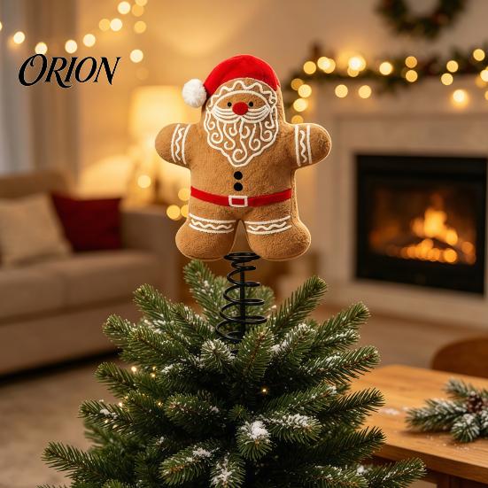 Shop Window Christmas Decor Wool Felt Tree Topper, Cute Snowman/Santa Claus Treetop Ornament with Reusable Spring Base, Holiday Xmas Decoration