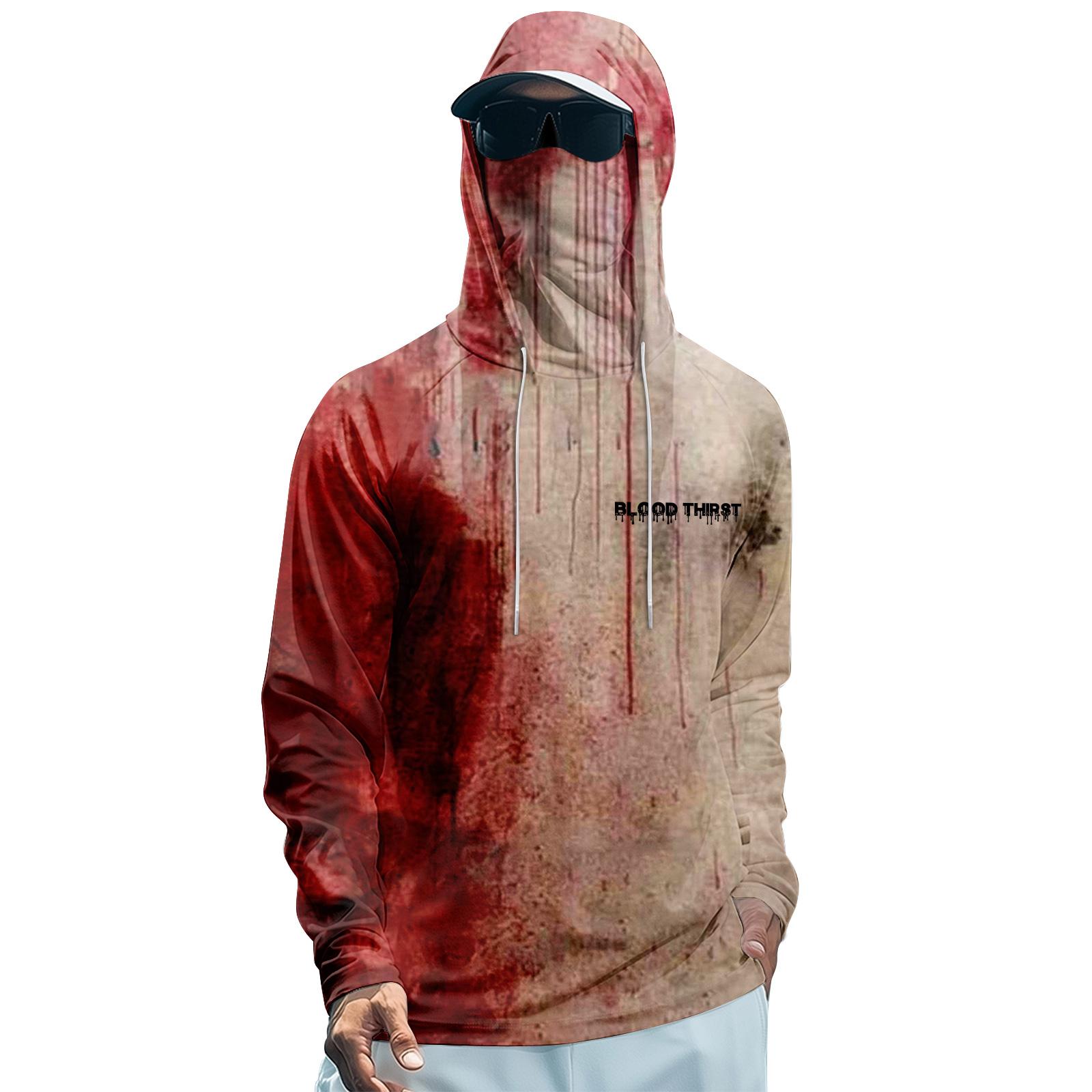 

Men s Performance Fishing Raglan Halloween Letter Prints Hoodie - UPF 50+ UV Long Sleeve Sun-protective Shirt With Mesh Visor S