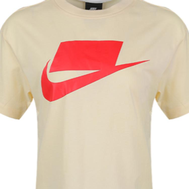 Nike Sportswear Classic Logo Short Sleeve T-Shirt Women Tops Pale-Yellow AH4008-115