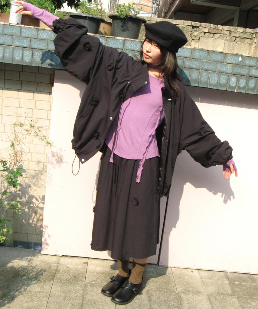RONRON Mini Flower Windbreaker Black