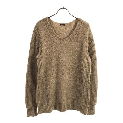 DENHAM Wollmischung Langarm V-Ausschnitt Pullover S Braun gestrickt Herren Gebraucht