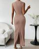 European Spring/Summer Sleeveless Back Slit Pleated Tight-Fitting Women's Dress 2026