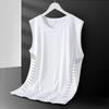 Men's Plus Size Ice Silk Sleeveless Quick-Dry Crew Neck Tank Top - Casual Loose Summer Sportswear