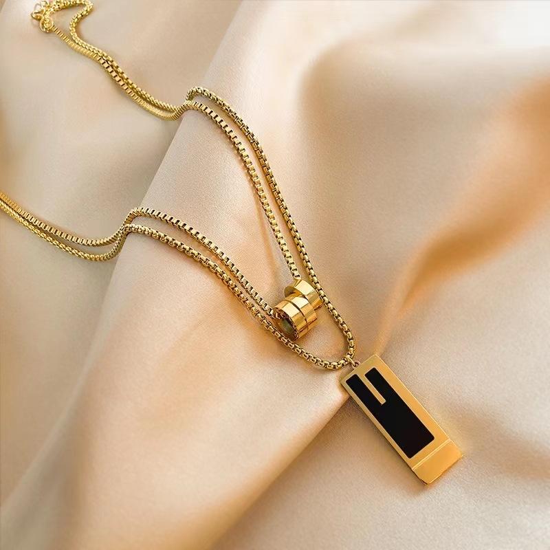 JMXD Women Sweater Chain Titanium Steel Pendant Necklace Small Luxury Chic Y2K Minimalist Statement Jewelry Gift for Her