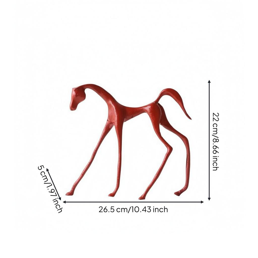 Geometric Horse Figurine Modern Minimalist Alloy Decor Piece Slender Statue for Living Room,