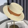 French flat-top sunshade straw hat children's new straw top hat summer seaside vacation sun protection beach sun hat